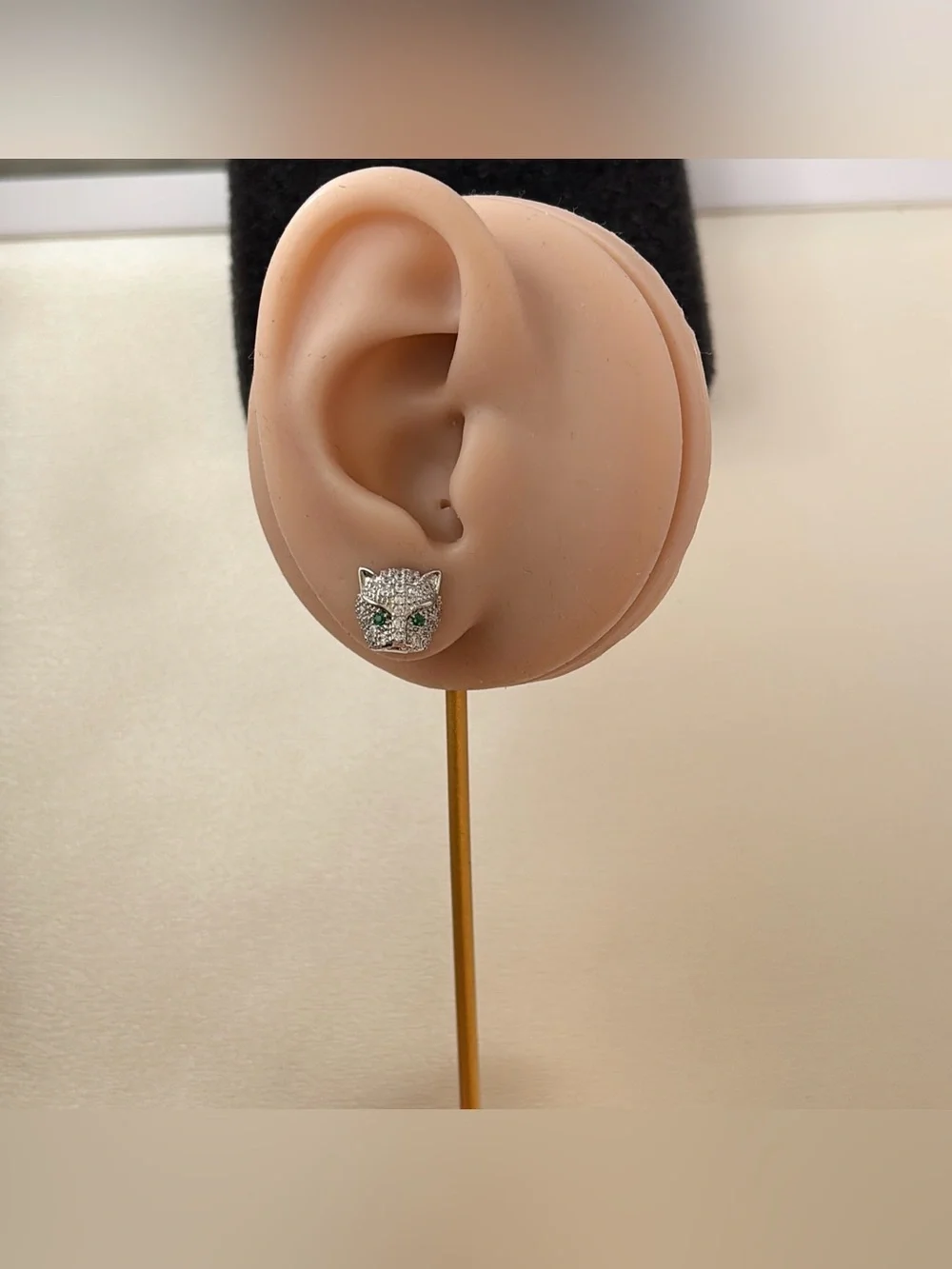 10mm CZ Leopard Head Stud Earrings for Men Women Streetwear Punk Hip Hop Unisex